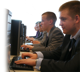 Students working on computers